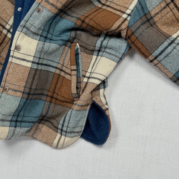 Vintage Breezy Point Plaid Fleece Lined Flannel Shirt Jacket Shacket Size L - Picture 5 of 13